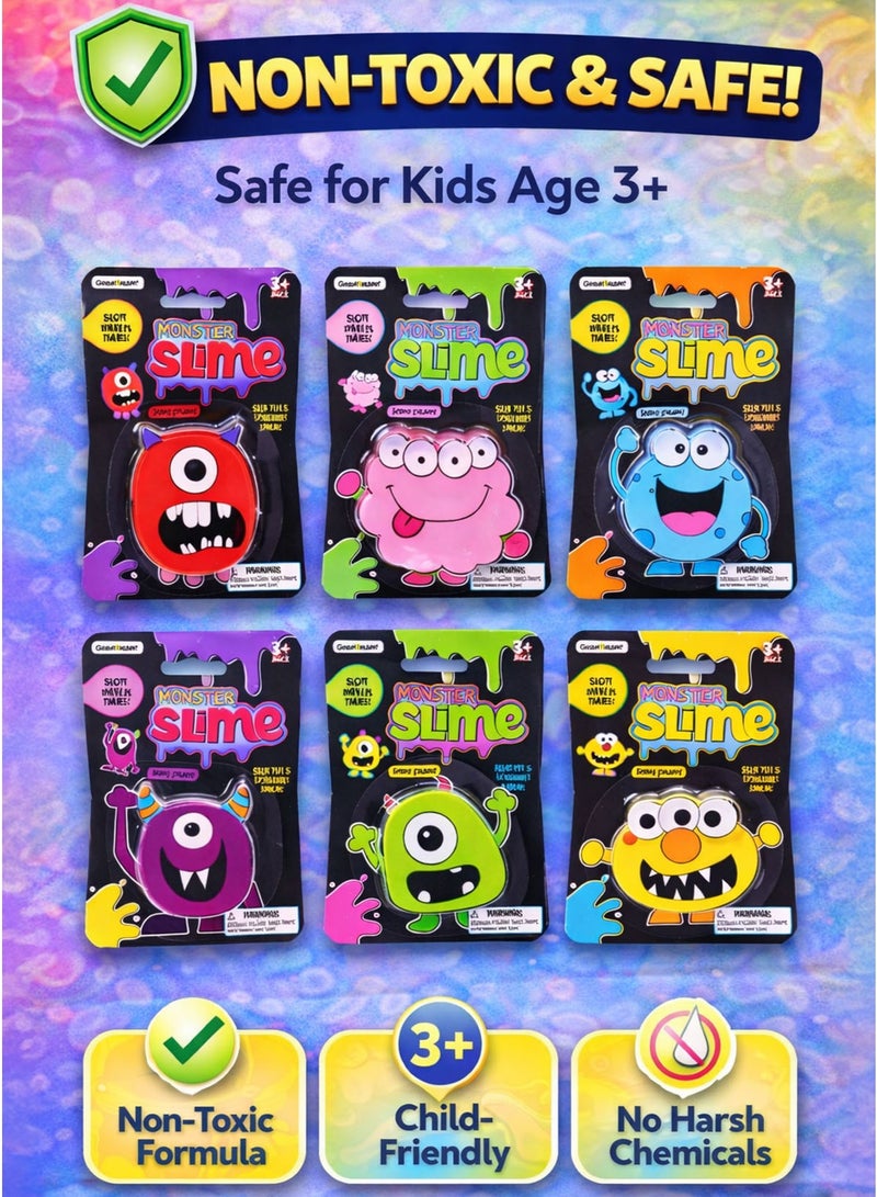 Greateam Monster Slime Crystal Putty With Eye – Set of 6 Pcs / 6 Pack (49g Each) Assorted Colors Monster Slime Putty Toy With Googly Eyes Crystal Slime Putty Stretchy Slime Squishy Putty Gooey Slime Sensory Play Fidget Toy for Kids Squeeze Stretch Pull Twist Mold Shape Fun Collectible Monster Packs Stress Relief Anti Stress Putty Kids Children Learning Toys Ideal Gift for Boys & Girls Party Bag Fillers School Prizes Birthday Giveaways Age 3+ Best Gift for Ramadan - Image 4
